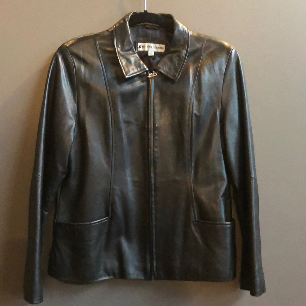 Leather Jacket: Waist Length with Pockets